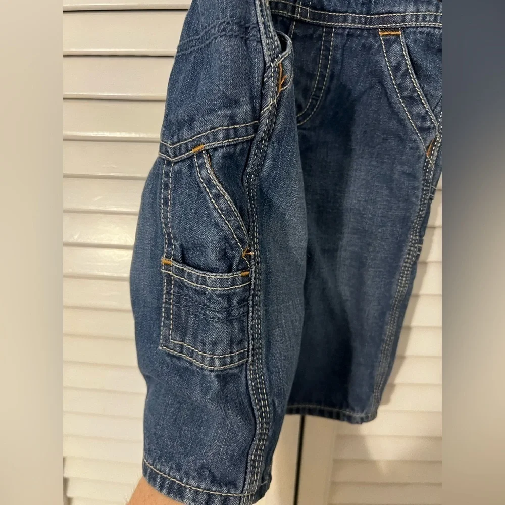Vintage Oshkosh B'Gosh Baby Boy Size 6 Mth Blue Jean Carpenter Overalls Vestbak